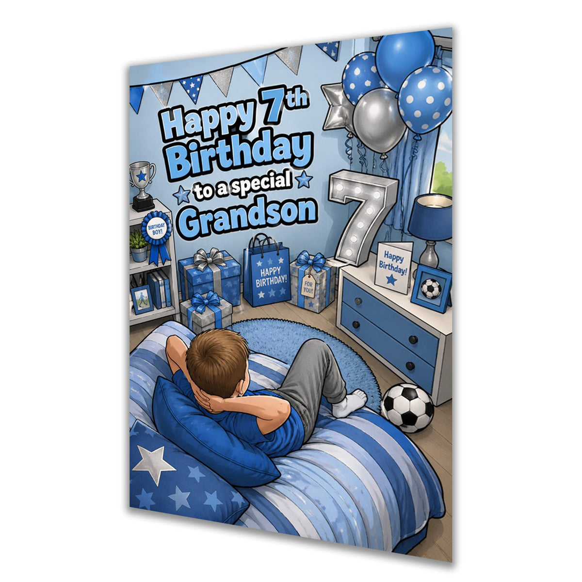 7th Birthday Card for Grandson, Little Boys