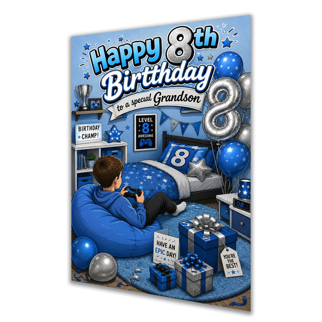 8th Birthday Card for Grandson, Little Boys, Male