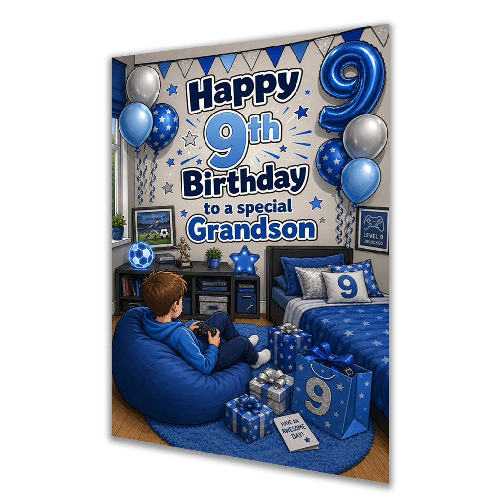 9th Birthday Card for Grandson, Boys, Male, Gaming, Gamer