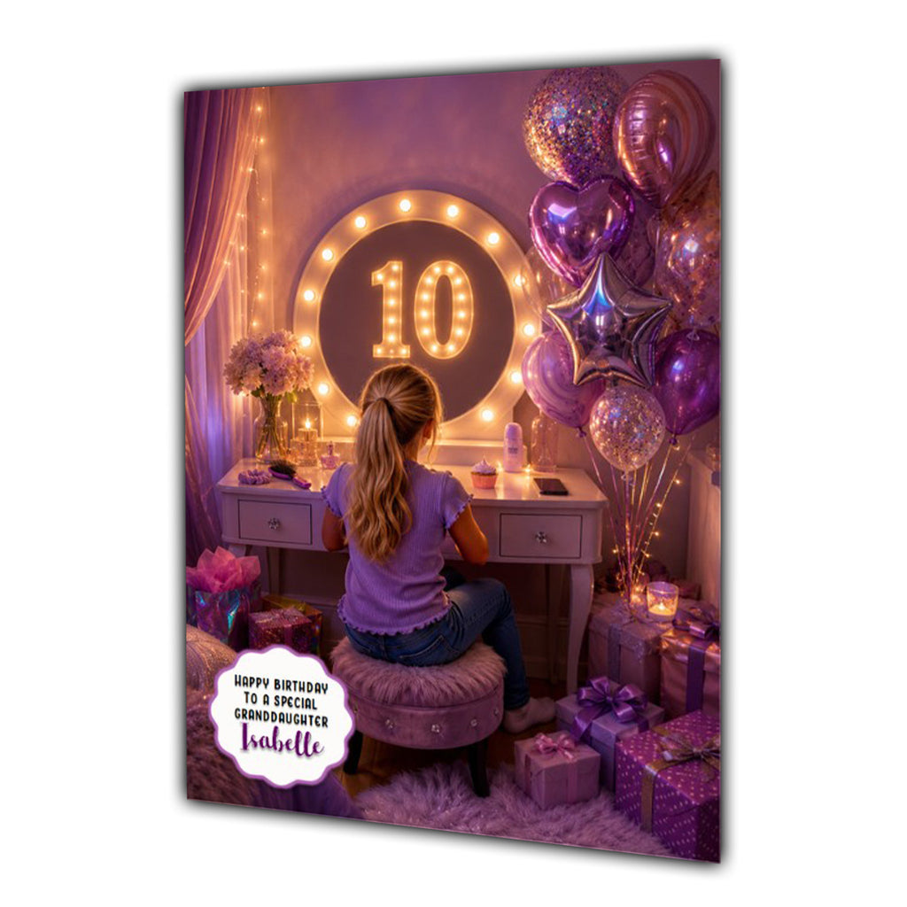 10th Birthday Card For Girls, Daughter, Granddaughter, Niece, Blonde Hair, Dressing Table