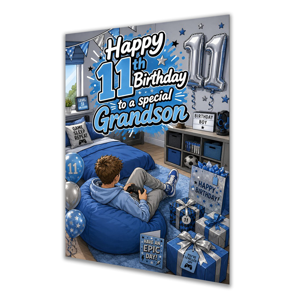 11th Birthday Card for Grandson,  Boys, Male, Gaming, Gamer