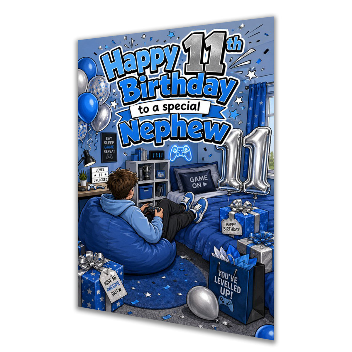 11th Birthday Card for Nephew,  Boys, Male, Gaming, Gamer