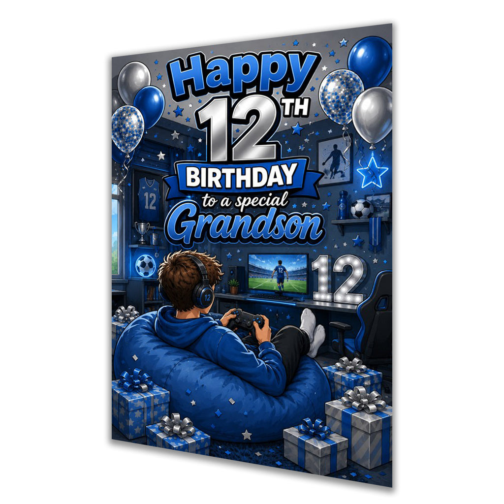 12th Birthday Card for Grandson, Boys, Male, Gaming, Gamer