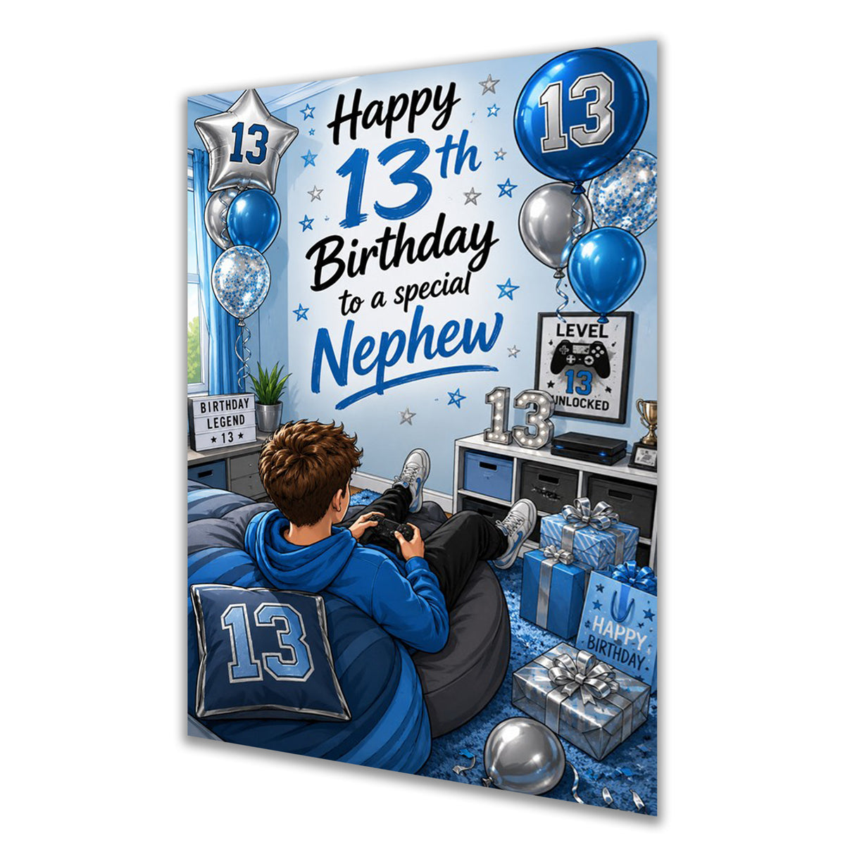 13th Birthday Card for Nephew, Boys, Male, Gaming, Gamer, Teenager