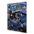 15th Birthday Card - Boy in Blue Gaming Bedroom