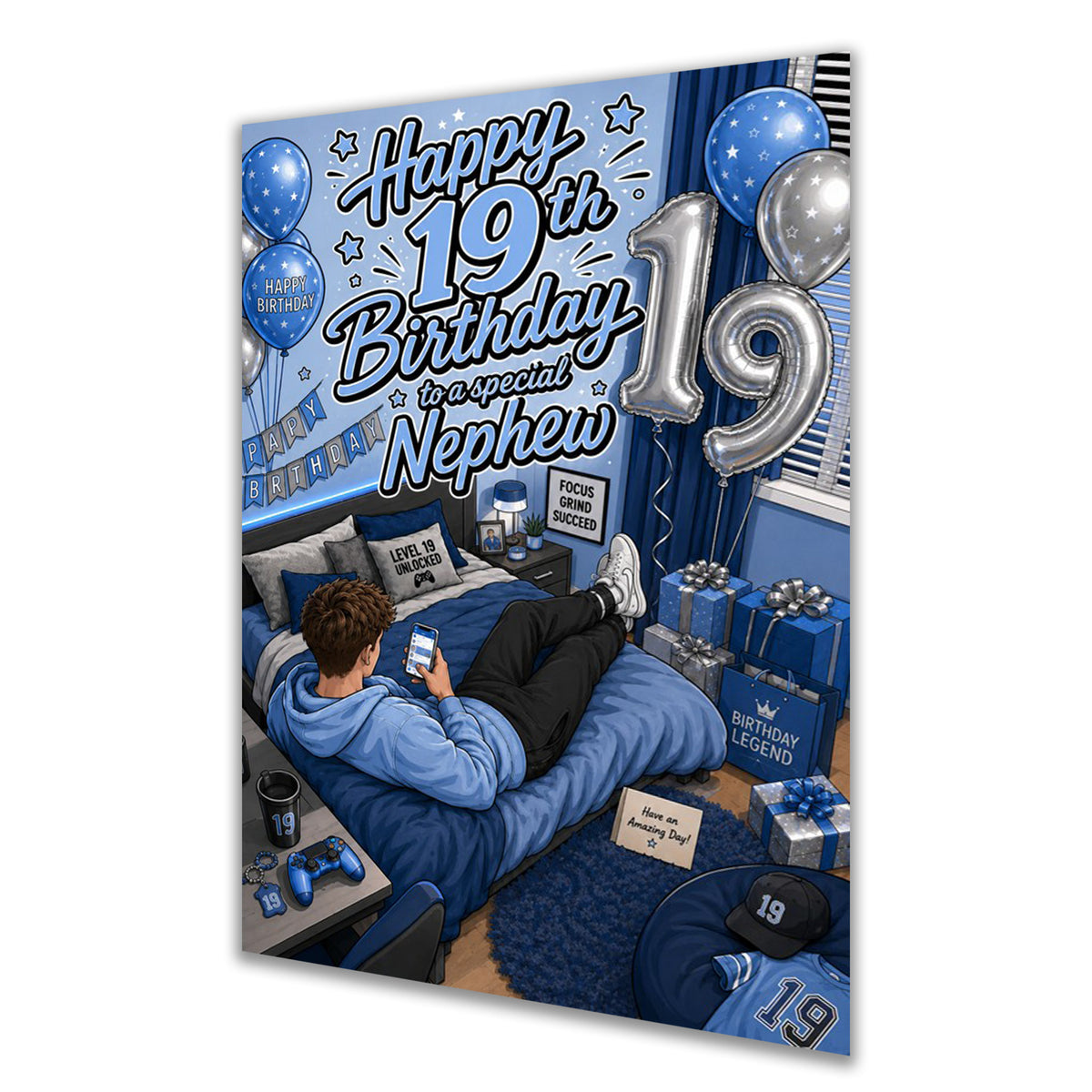 19th Birthday Card for Nephew, Boys, Men, Male, Gaming, Gamer, Teenager