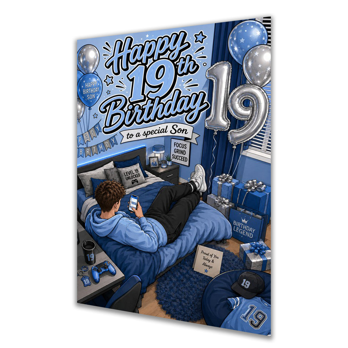 19th Birthday Card for Son, Boys, Men, Male, Gaming, Gamer, Teenager