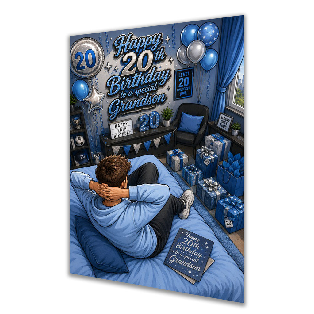 20th Birthday Card for Grandson, Boys, Men, Male, Gaming, Gamer, Teenager