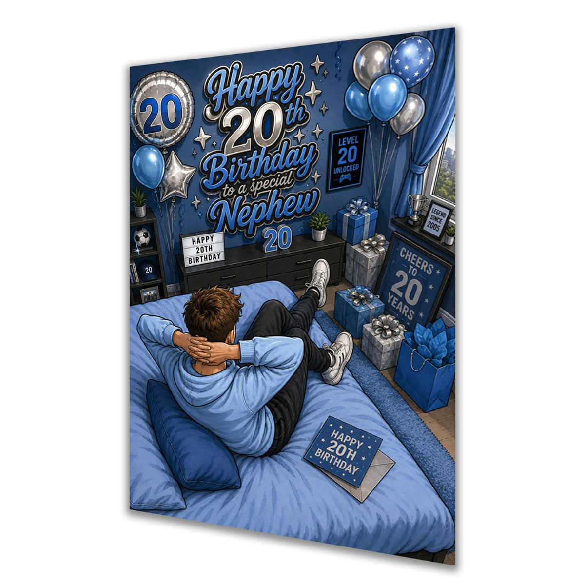 20th Birthday Card for Nephew, Boys, Men, Male, Gaming, Gamer, Teenager