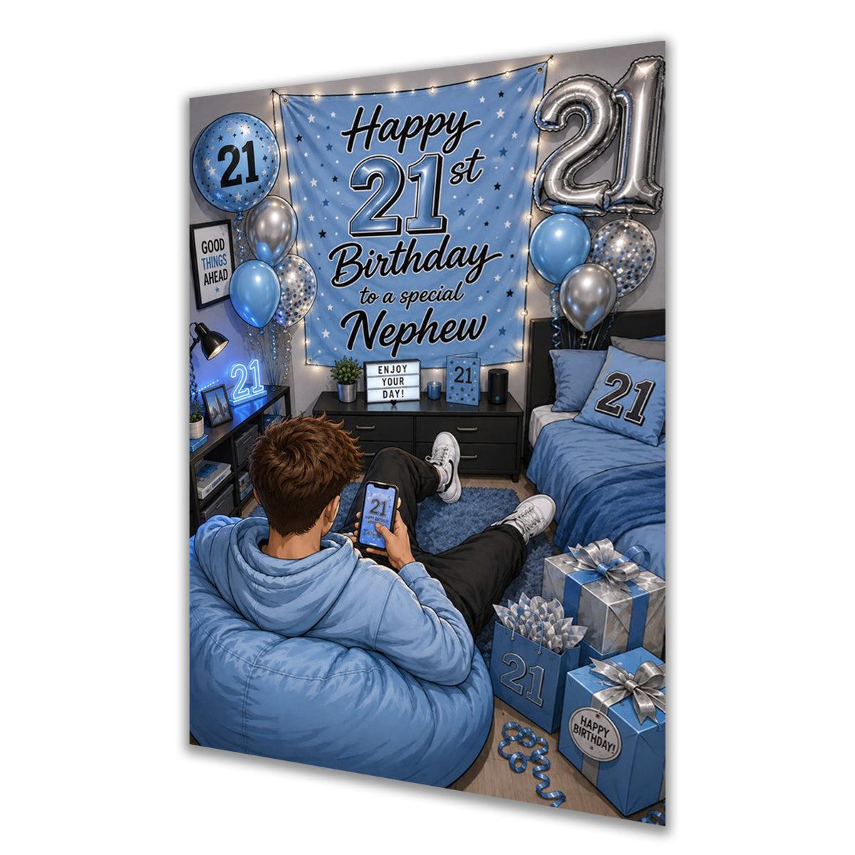 21st Birthday Card for Nephew, Boys, Men, Male, Gaming, Gamer