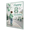 8th Birthday Card - Boy in Mint Hoodie