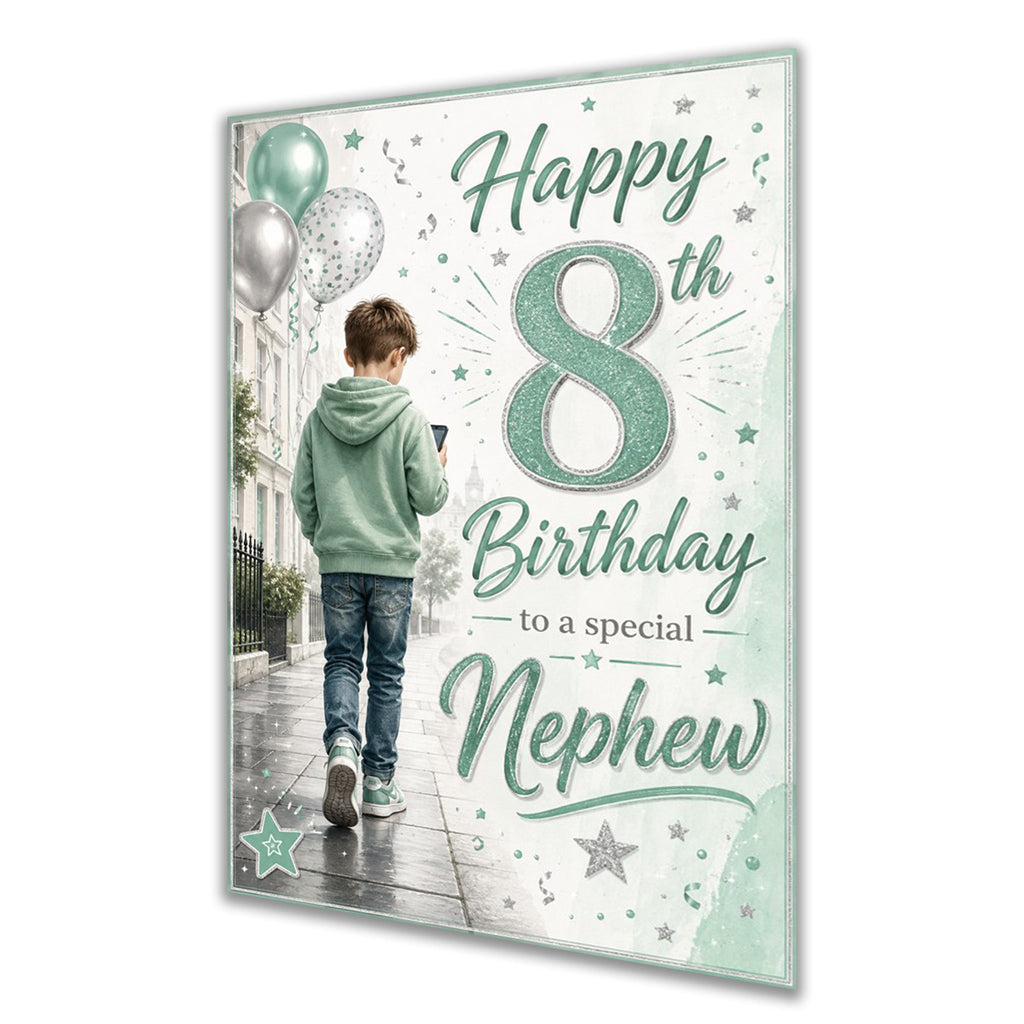 8th Birthday Card for Nephew, Boys, Male, Mobile Phone
