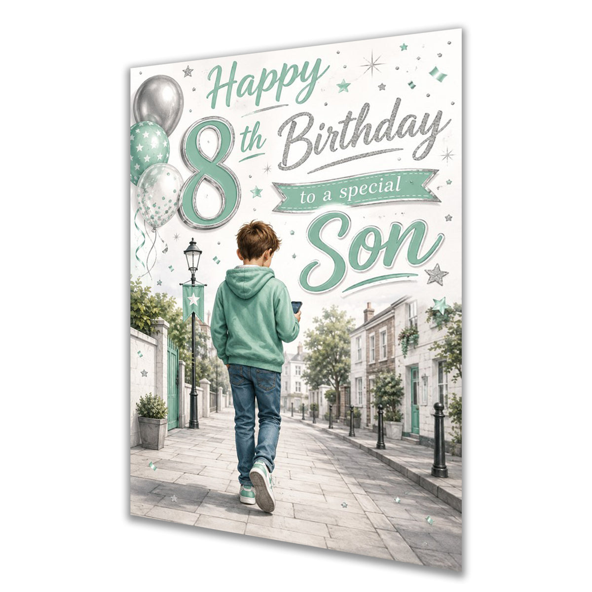 8th Birthday Card for Son, Boys, Male, Mobile Phone