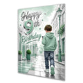 9th Birthday Card - Boy in Mint Hoodie