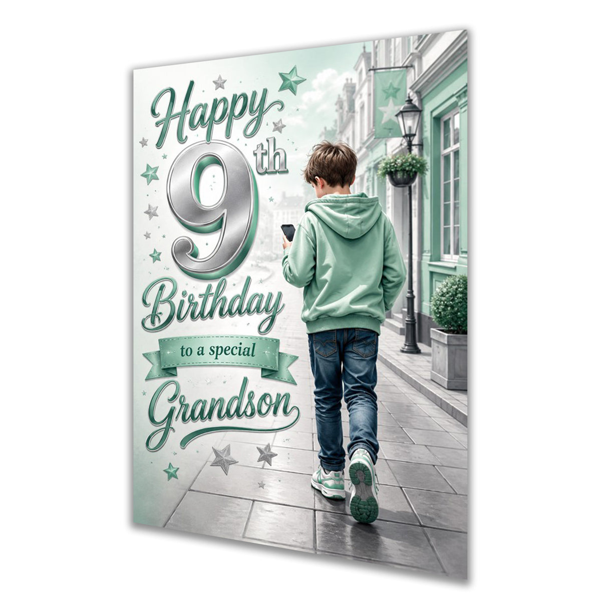 9th Birthday Card for Grandson, Boys, Male, Mobile Phone