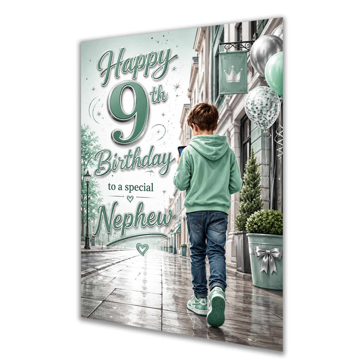 9th Birthday Card for Nephew, Boys, Male, Mobile Phone