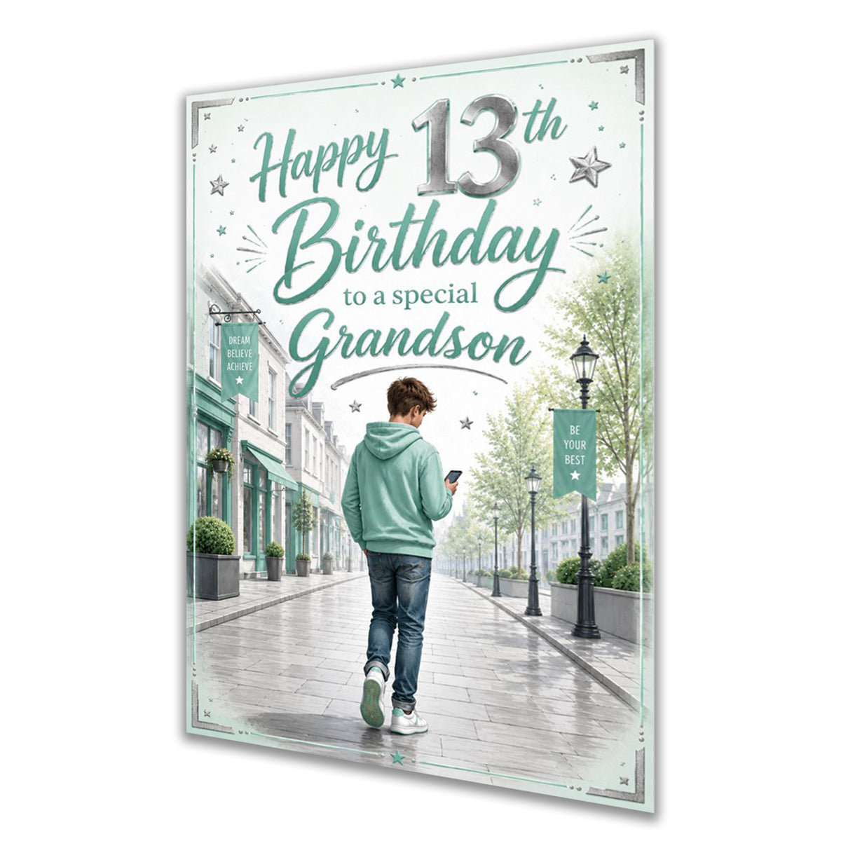 13th Birthday Card for Grandson, Boys, Male, Mobile Phone