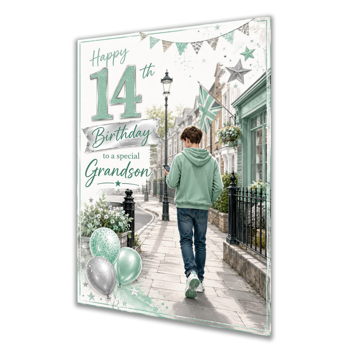 14th Birthday Card for Grandson, Boys, Male, Mobile Phone