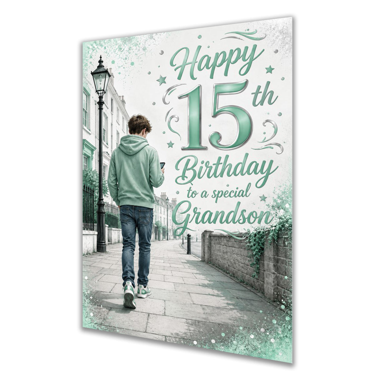 15th Birthday Card for Grandson, Boys, Male, Mobile Phone