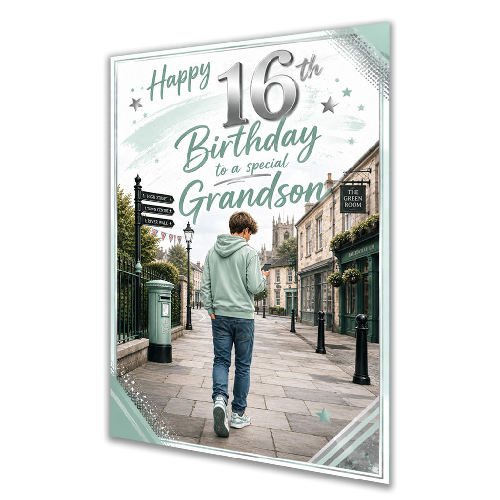 16th Birthday Card for Grandson, Boys, Male, Mobile Phone