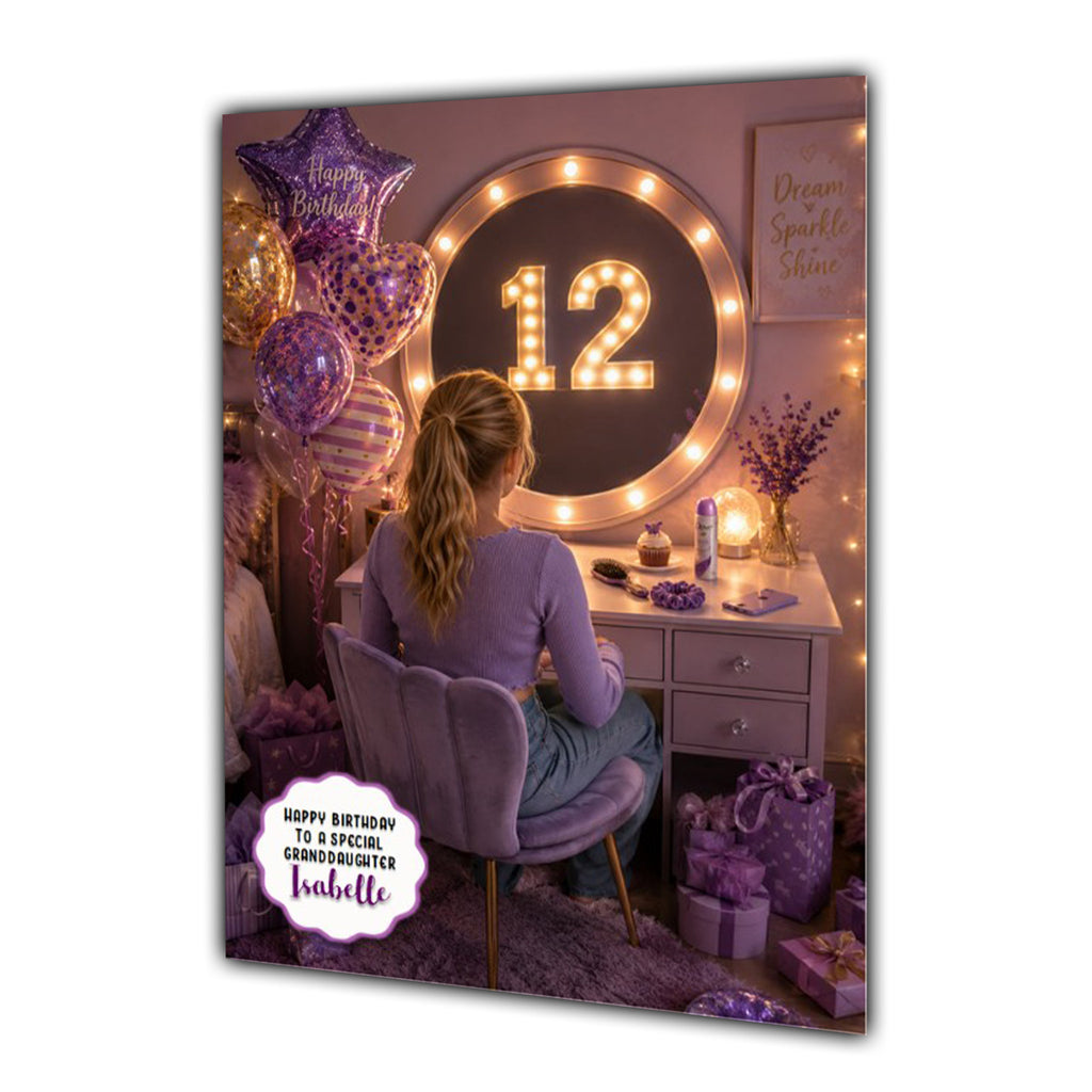 12th Birthday Card For Girls, Daughter, Granddaughter, Niece, Blonde Hair, Dressing Table