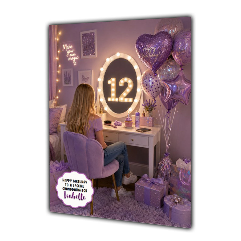 12th Birthday Card For Girls, Daughter, Granddaughter, Niece, Blonde Hair, Dressing Table