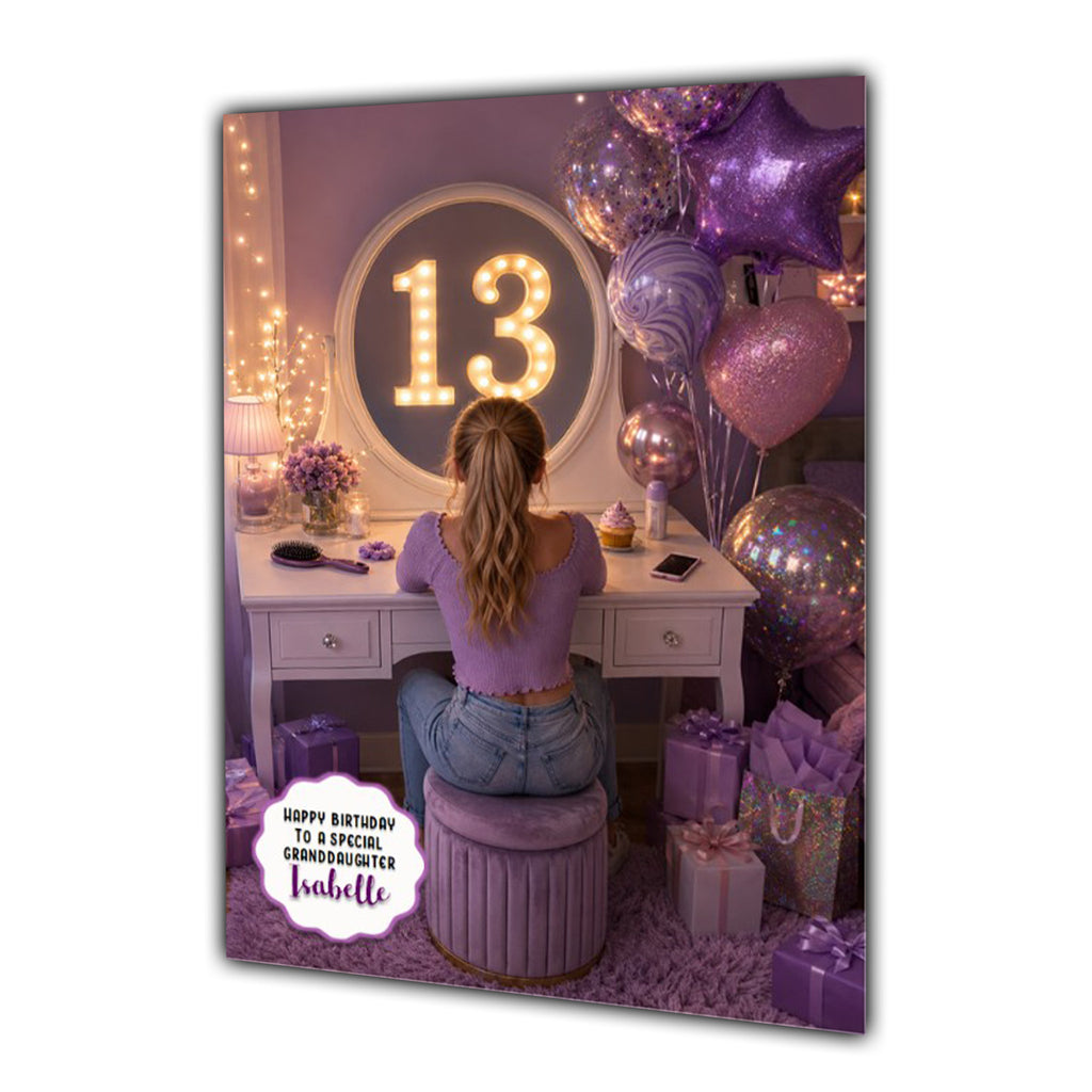 13th Birthday Card Granddaughter Daughter Niece Sister Personalised A5 Size