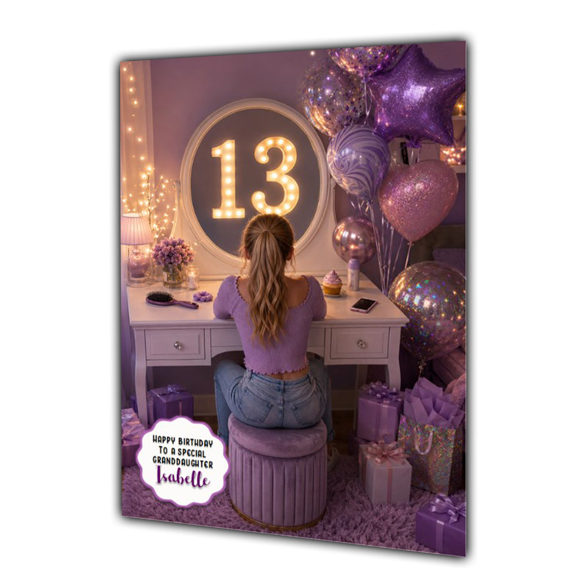 13th Birthday Card Granddaughter Daughter Niece Sister Personalised A5 Size