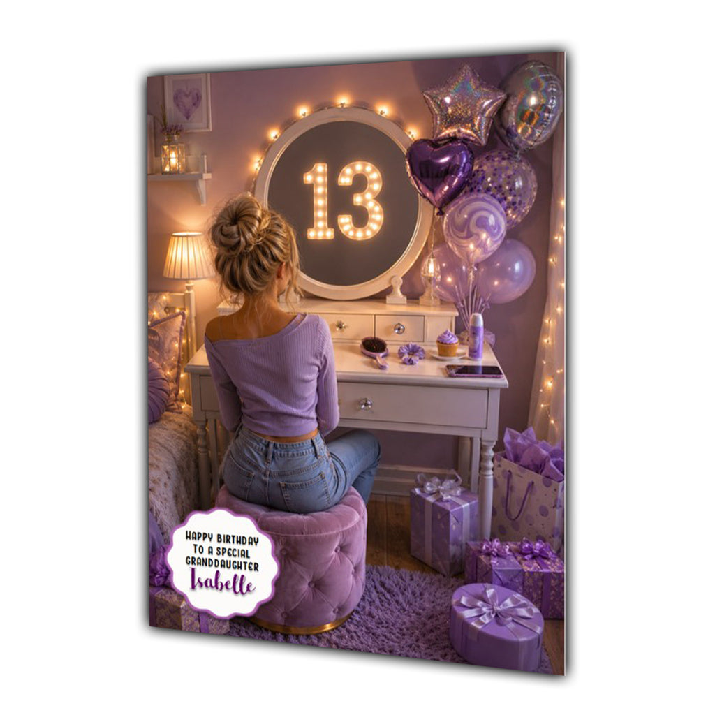 13th Birthday Card Granddaughter Daughter Niece Sister Personalised A5 Size