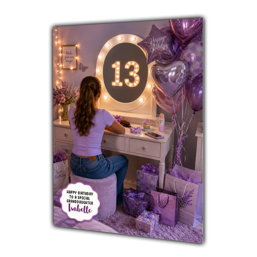 13th Birthday Card Granddaughter Daughter Niece Sister Personalised A5 Size