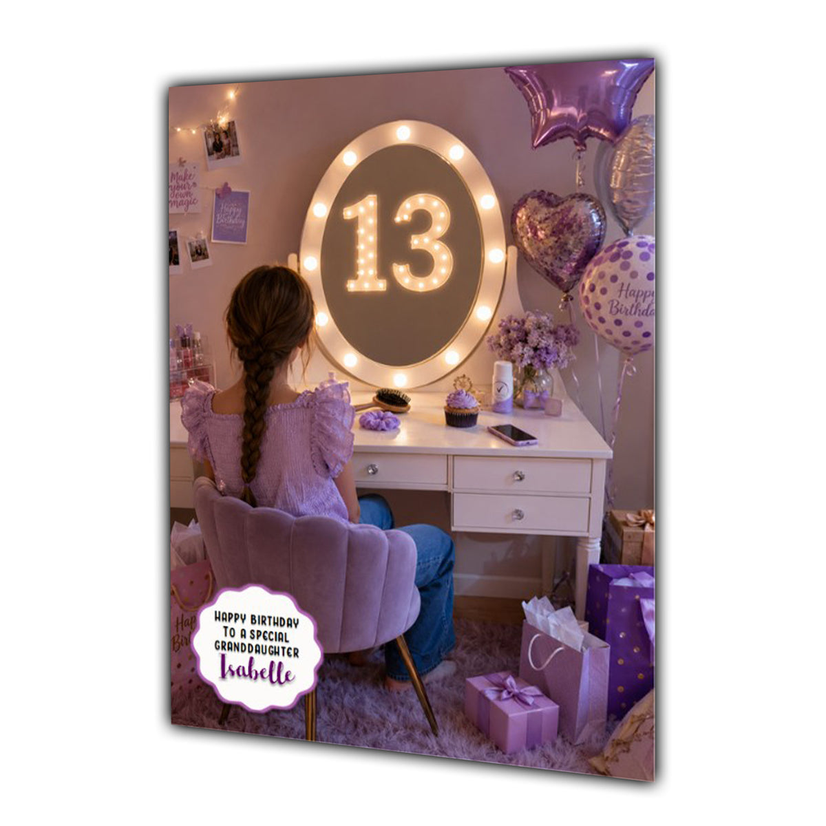 13th Birthday Card Granddaughter Daughter Niece Sister Personalised A5 Size
