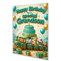 Grandson Birthday Card - Animal Train and Cake