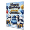 Grandson Birthday Card - Winter Animals and Cake