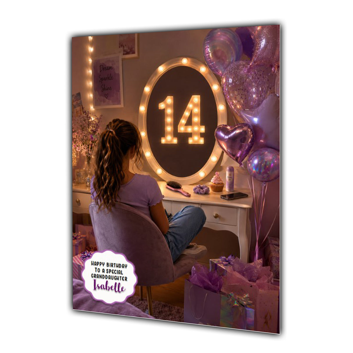 14th Birthday Card Granddaughter Daughter Niece Sister Personalised A5 Size