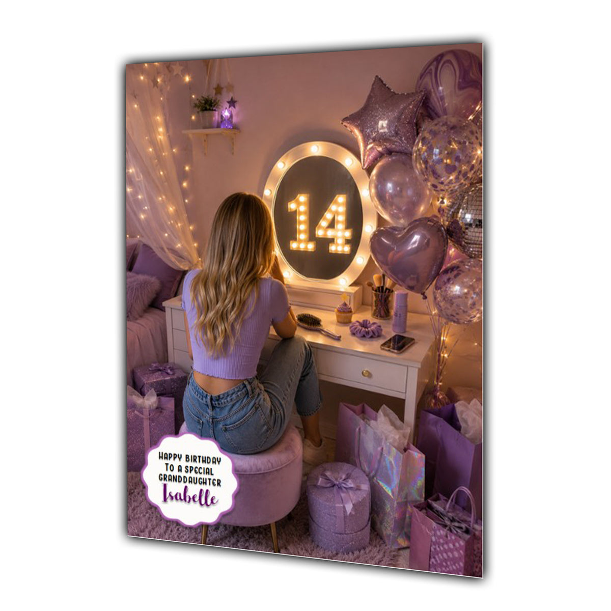 14th Birthday Card For Girls, Daughter, Granddaughter, Niece, Dressing Table