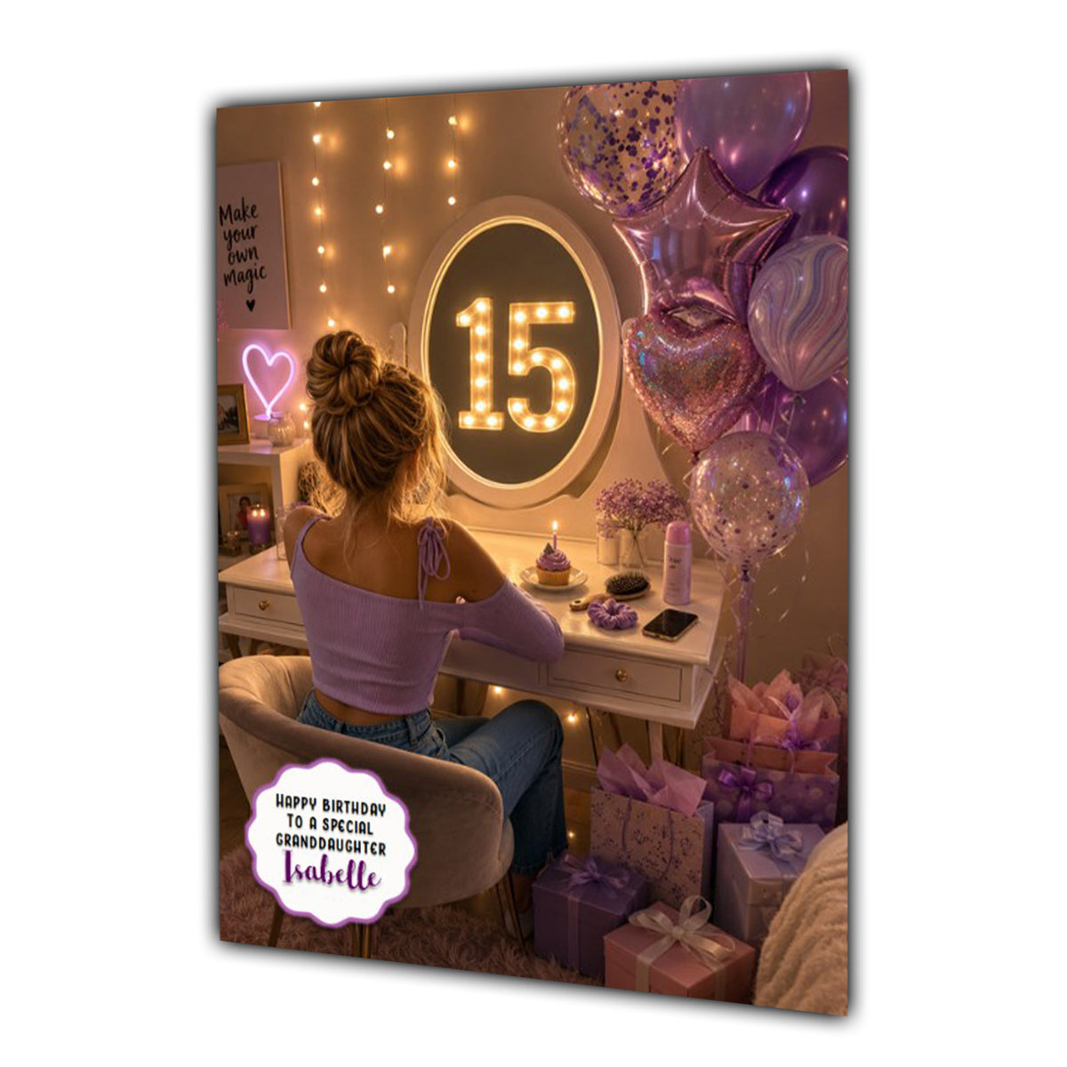 15th Birthday Card For Girls, Daughter, Granddaughter, Niece, Dressing Table