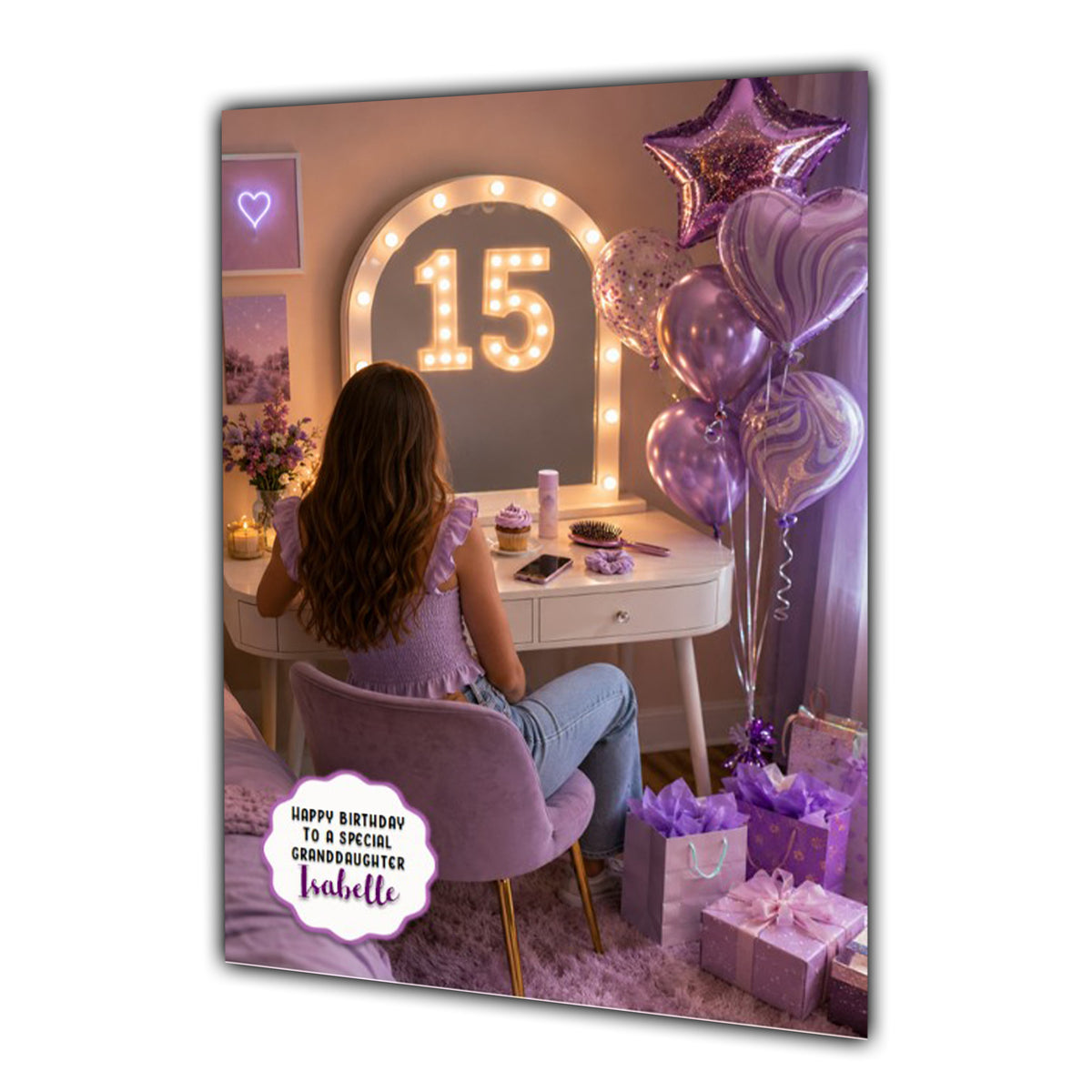 15th Birthday Card For Girls, Daughter, Granddaughter, Niece, Dressing Table