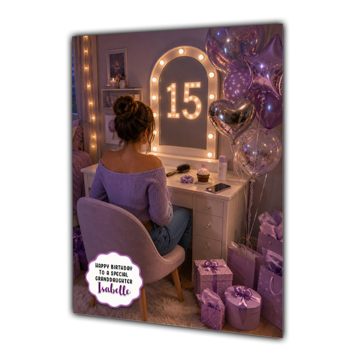 15th Birthday Card For Girls, Daughter, Granddaughter, Niece, Dressing Table