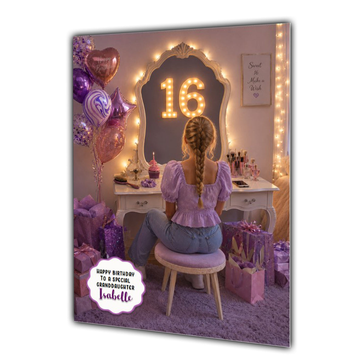 16th Birthday Card Granddaughter Daughter Niece Sister Personalised A5 Size