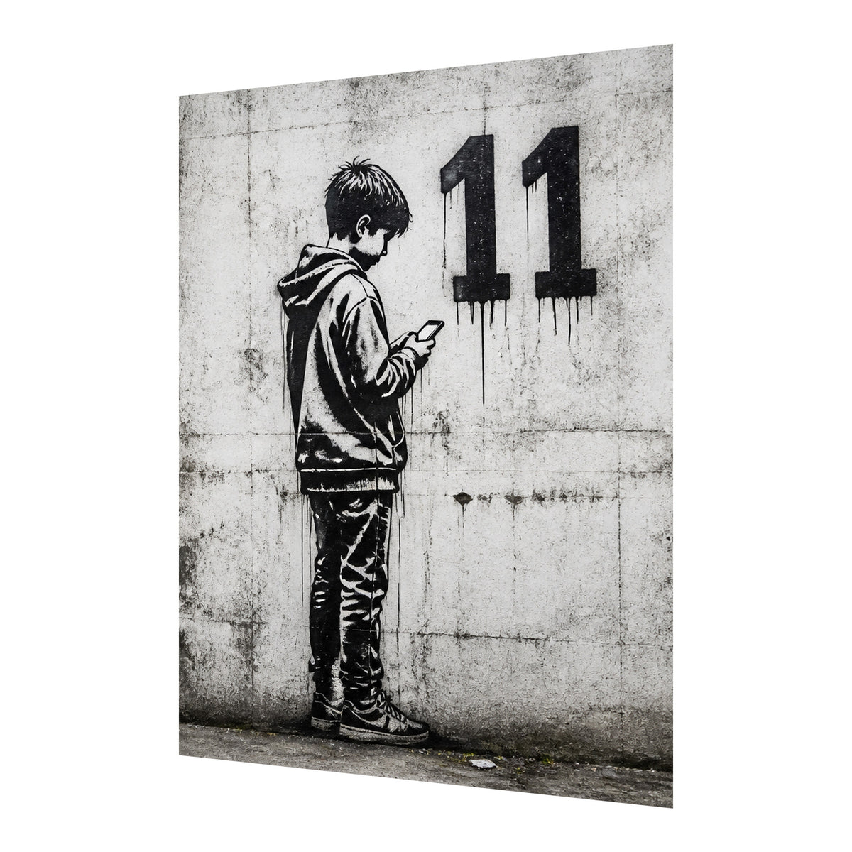 11th Birthday Boy Urban Graffiti Mobile Phone Greeting Card A5