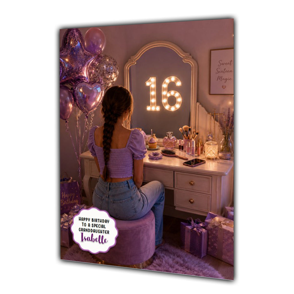 16th Birthday Card Granddaughter Daughter Niece Sister Personalised A5 Size