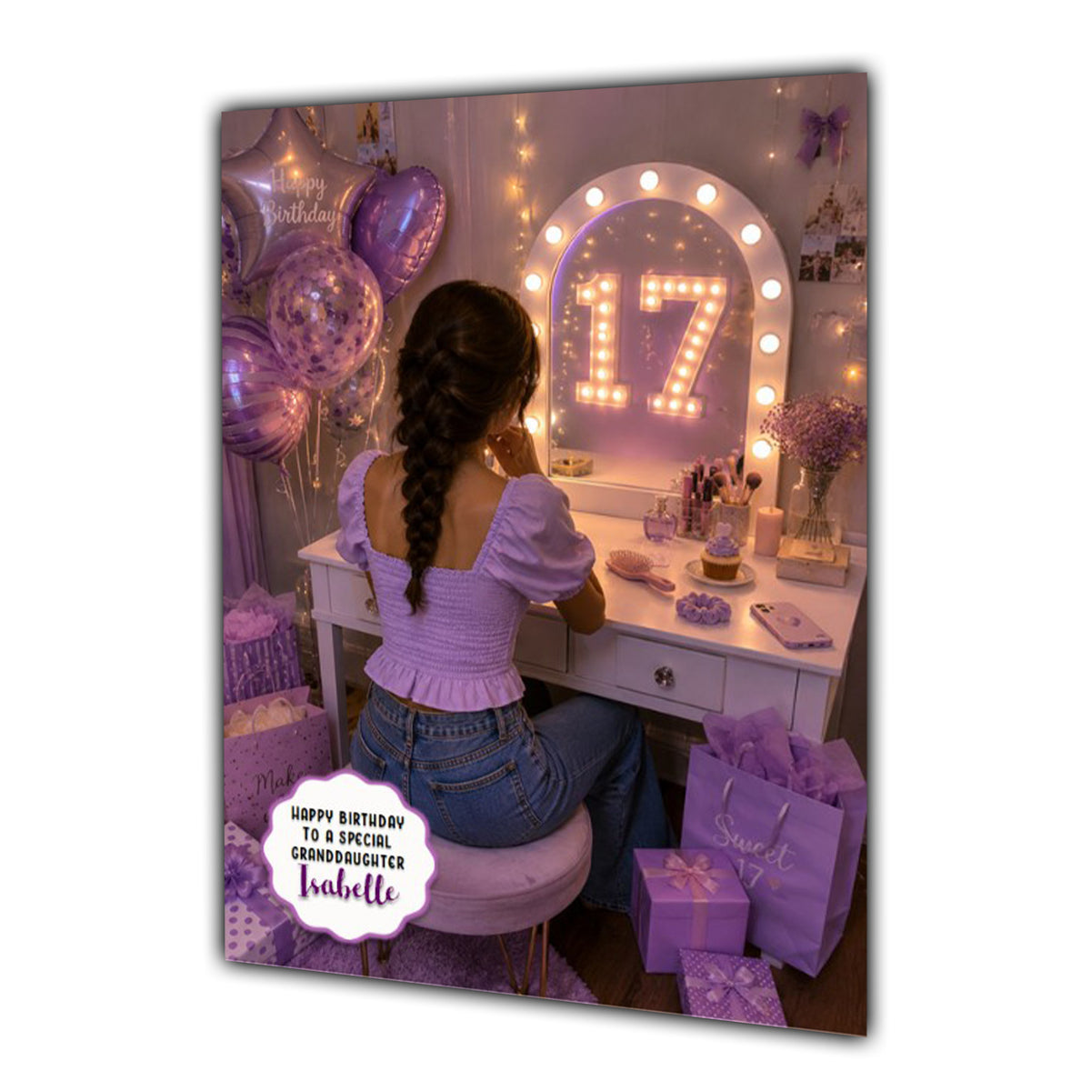 17th Birthday Card For Girls, Daughter, Granddaughter, Niece, Dressing Table