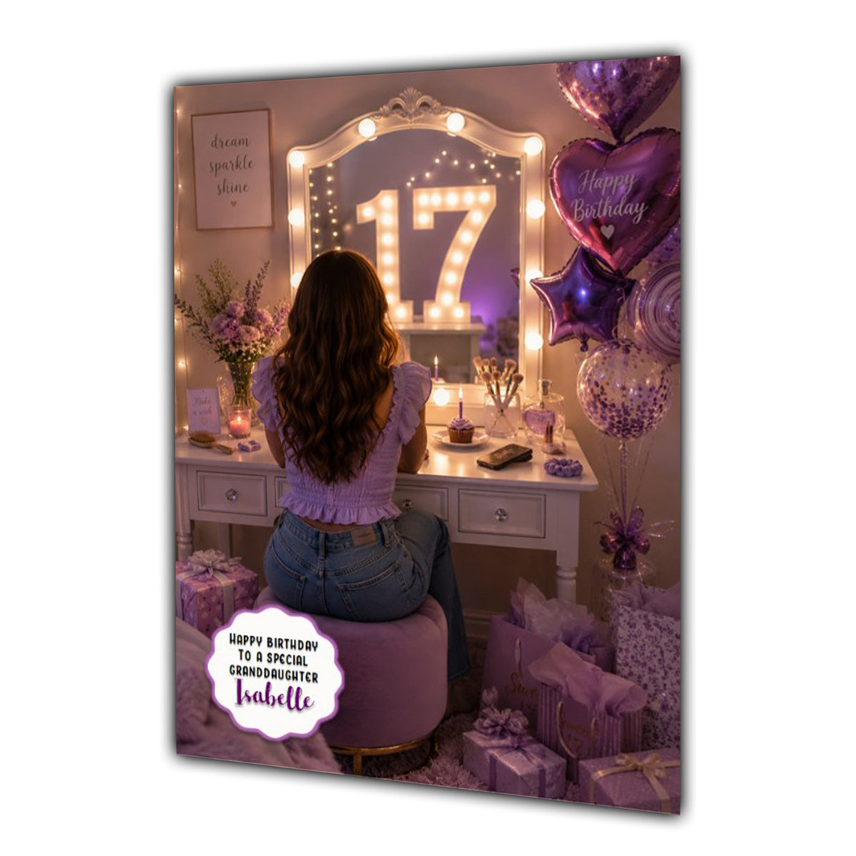17th Birthday Card Granddaughter Daughter Niece Sister Personalised A5 Size