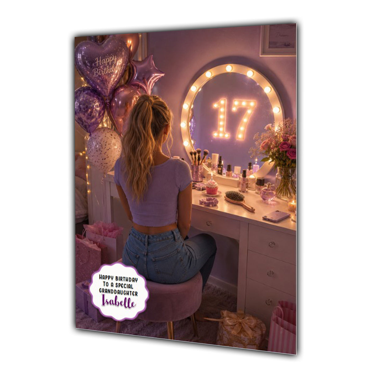 17th Birthday Card For Girls, Daughter, Granddaughter, Niece, Dressing Table