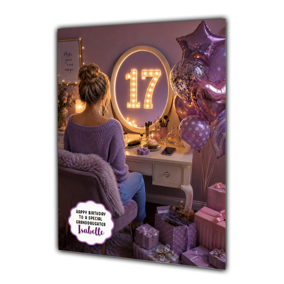 17th Birthday Card Granddaughter Daughter Niece Sister Personalised A5 Size