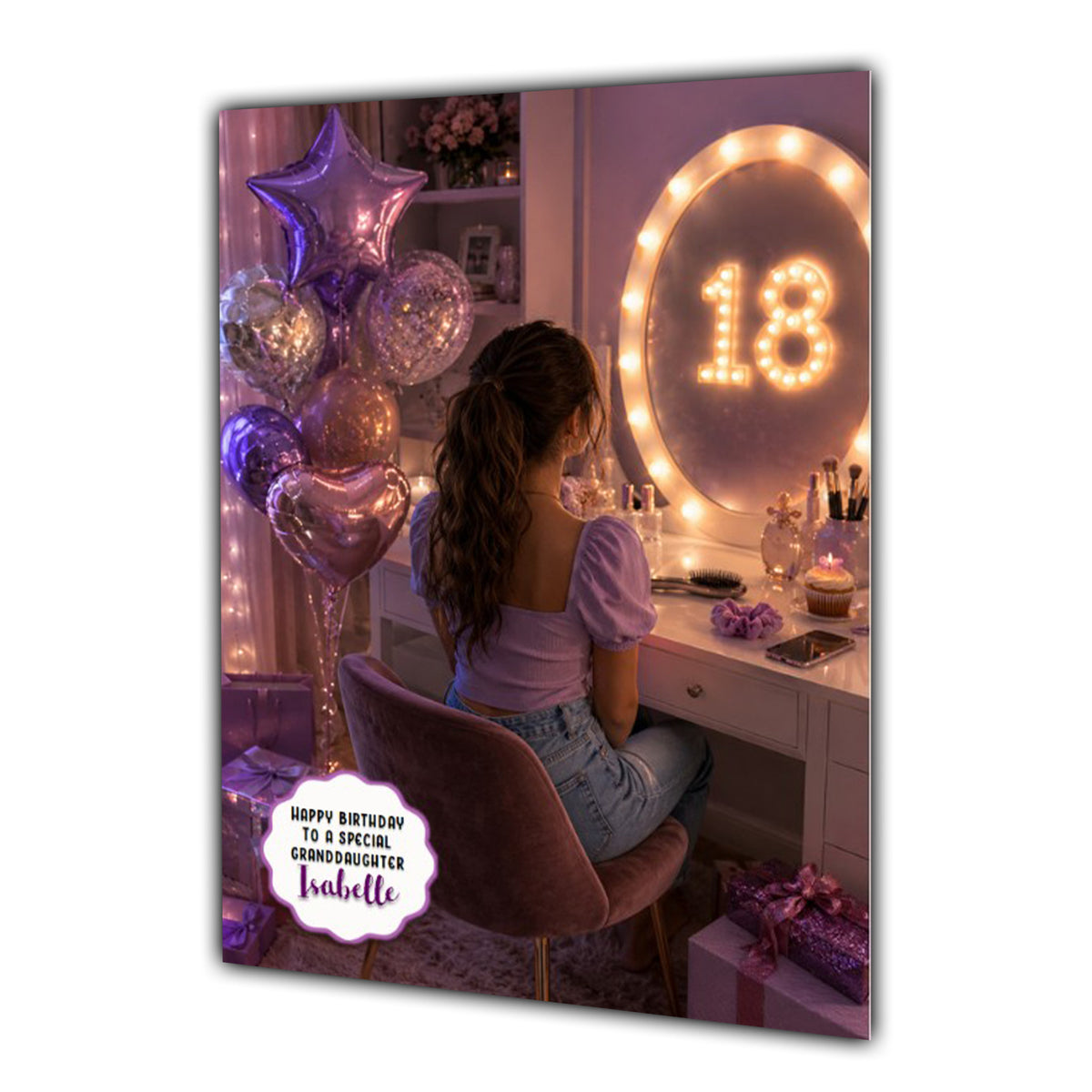 18th Birthday Card For Girls, Daughter, Granddaughter, Niece, Dressing Table