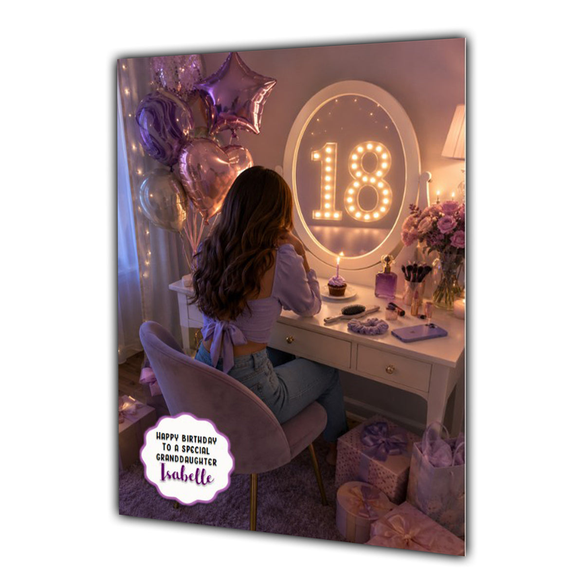 18th Birthday Card For Girls, Daughter, Granddaughter, Niece, Dressing Table