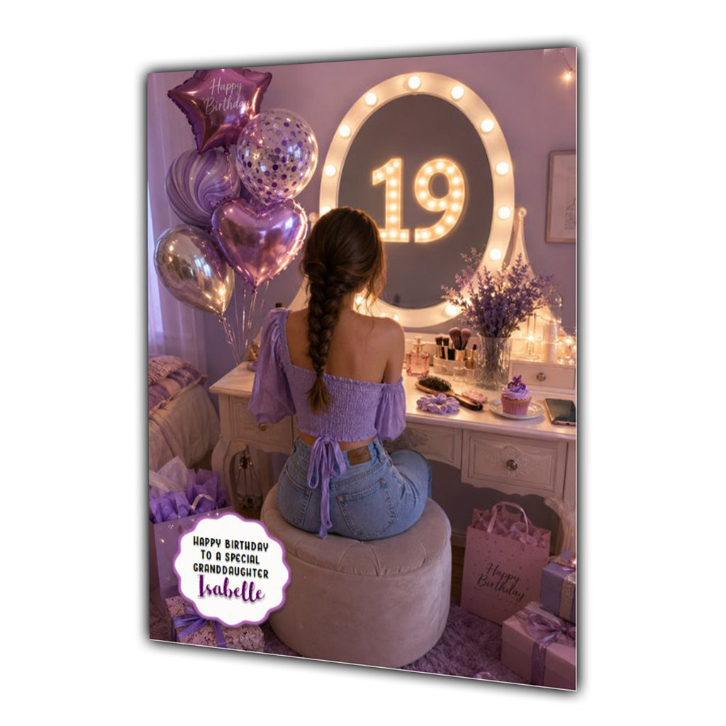 19th Birthday Card For Girls, Daughter, Granddaughter, Niece, Dressing Table