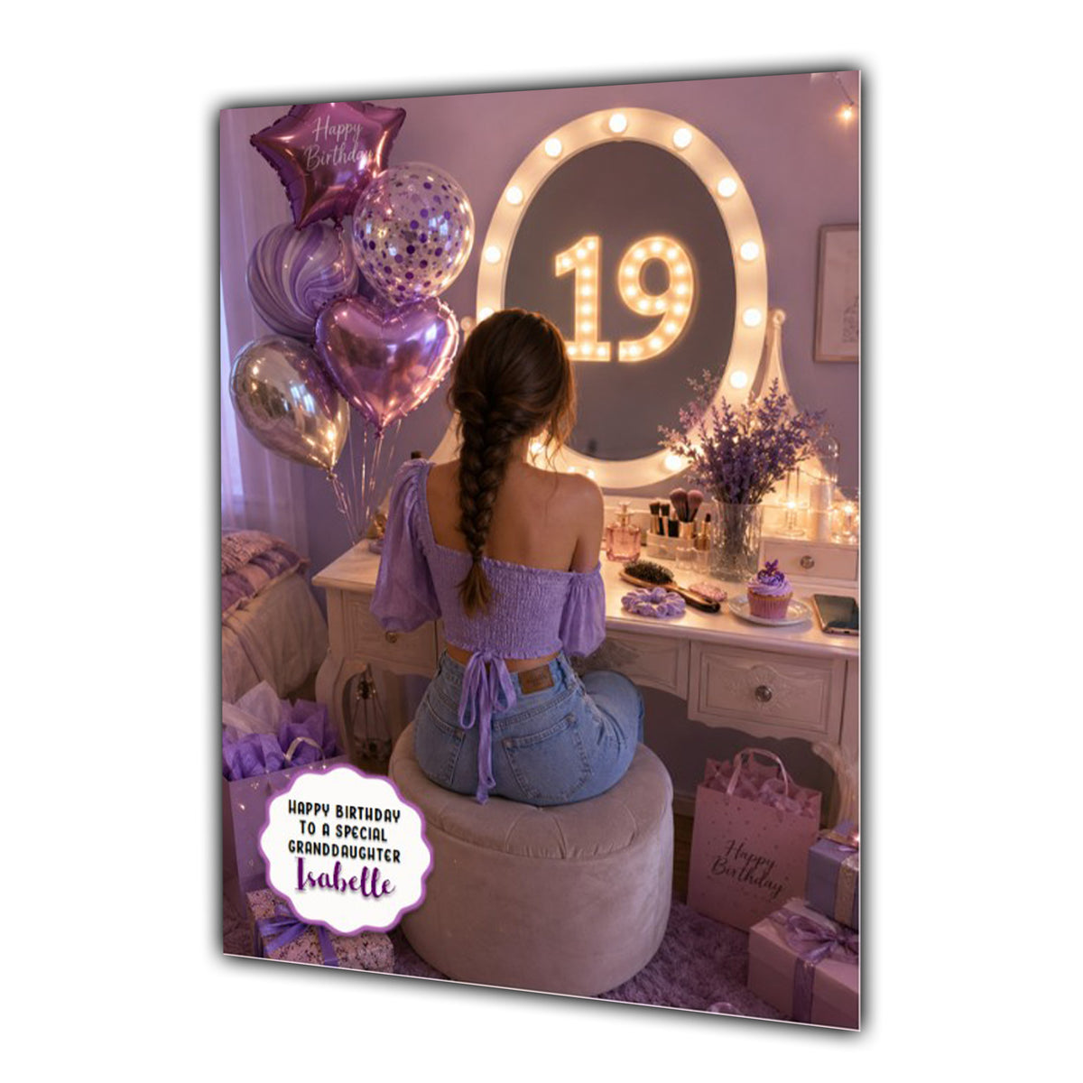 19th Birthday Card For Girls, Daughter, Granddaughter, Niece, Dressing Table