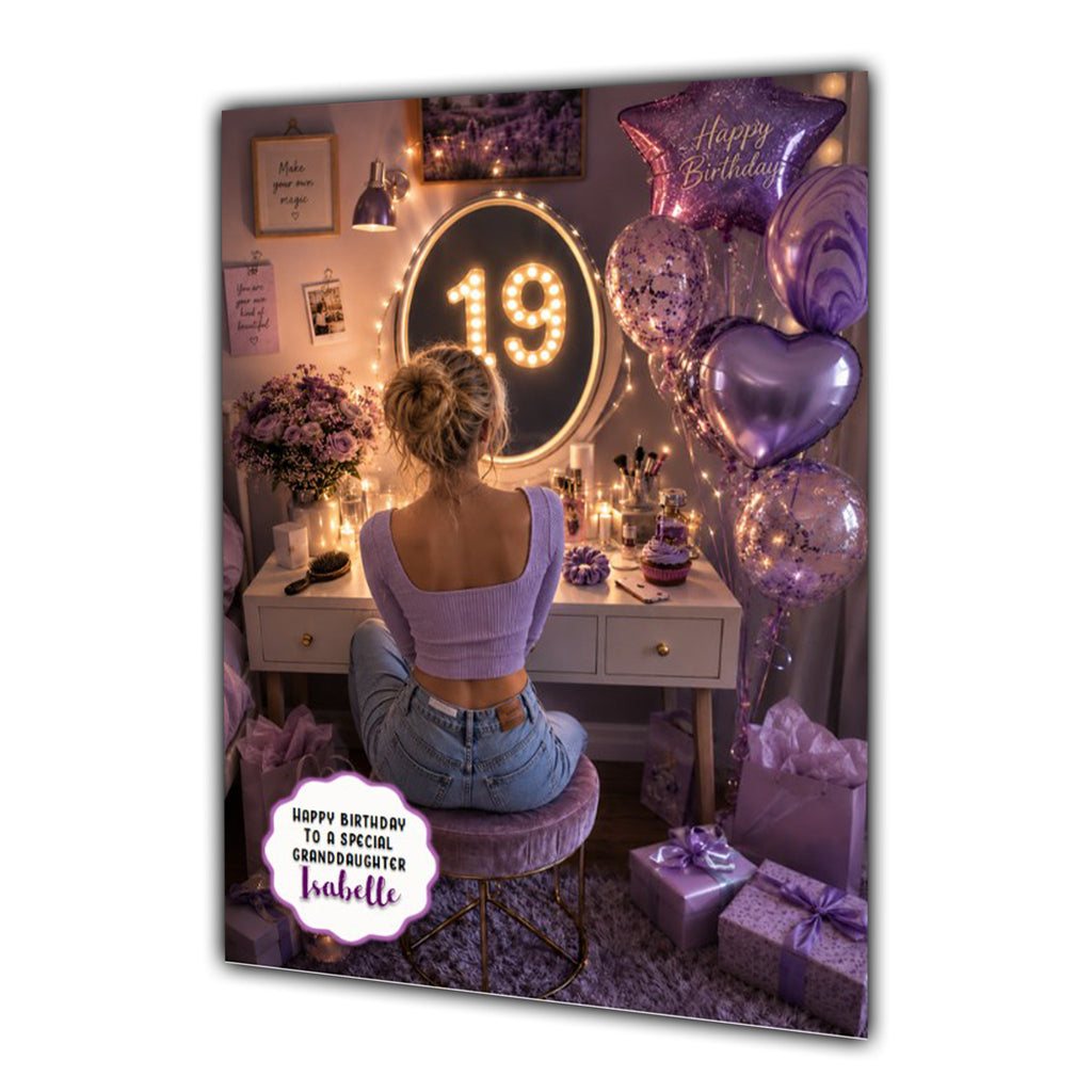19th Birthday Card Granddaughter Daughter Niece Sister Personalised A5 Size